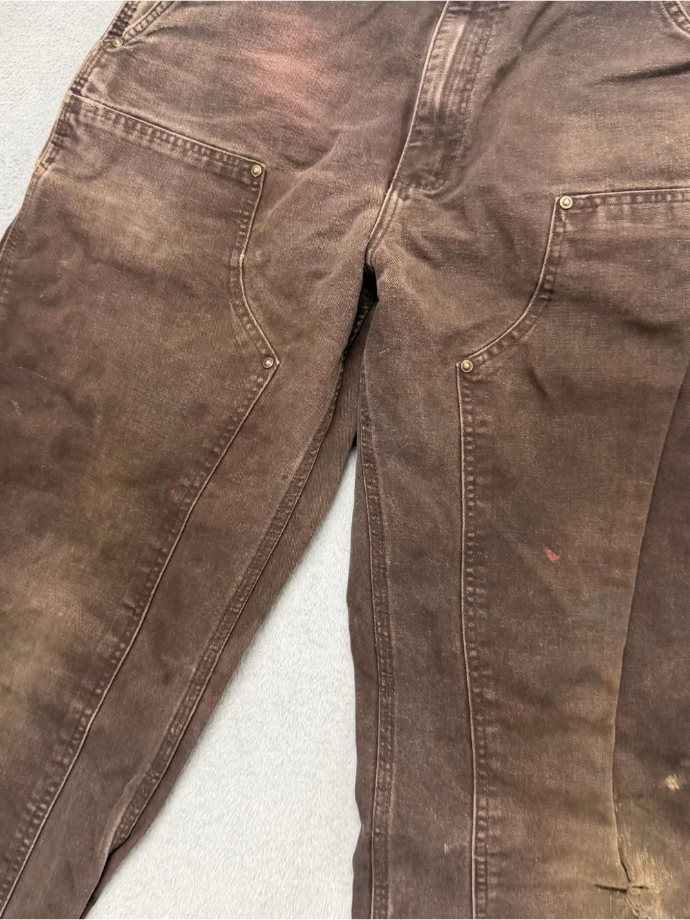 Carhartt Pants Mens 32x34 Brown B136 DKB Loose Duck Double Knee Carpenter Work
